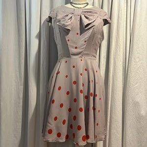 Coconinno grey with orange dot rayon vintage-style fit & flare dress-small spot